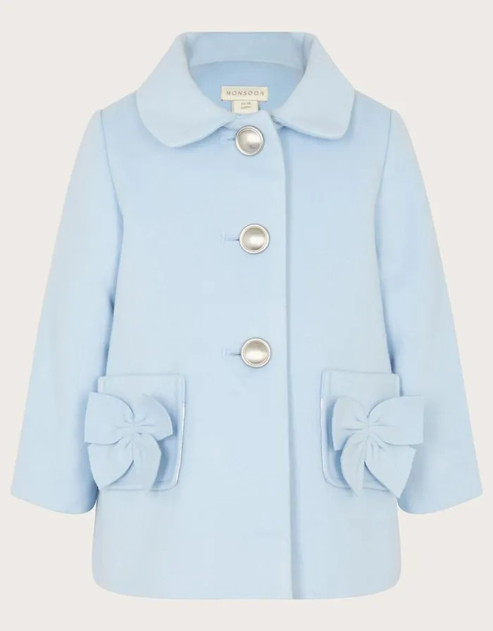 Monsoon Baby Bow Faux Fur Collar Coat Blue Children Coats and Jackets Monsoon Baby Bow Faux Fur Collar Coat Blue Children Coats and Jackets