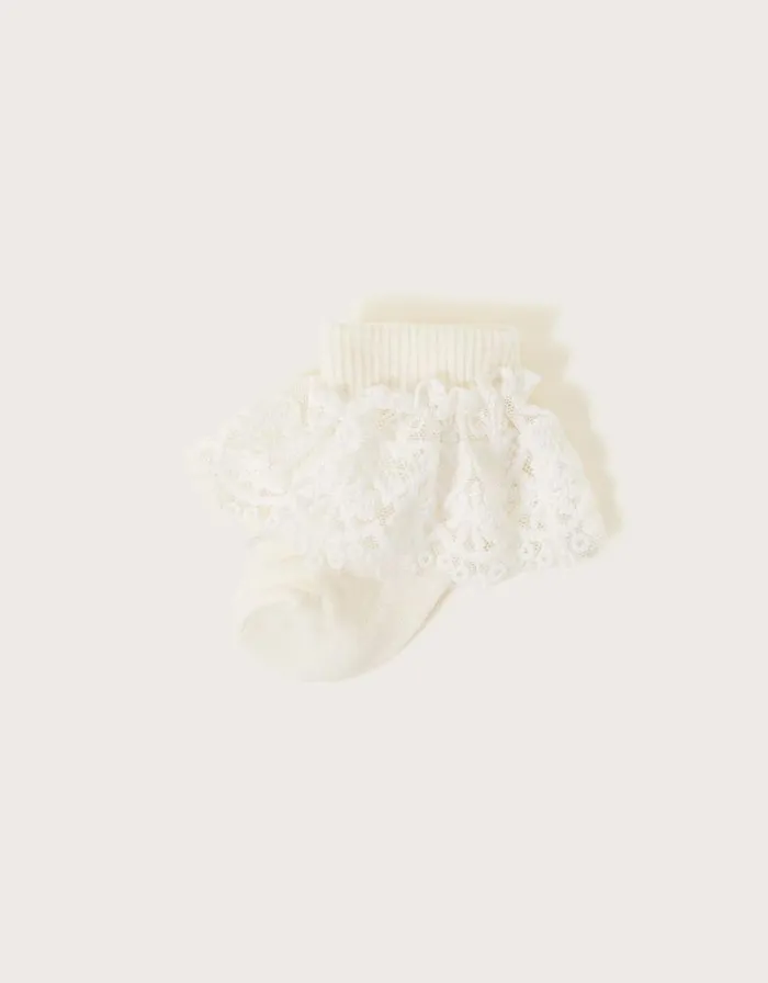 Monsoon Baby Heart Lace Socks Ivory Children Girls039 Tights and Socks