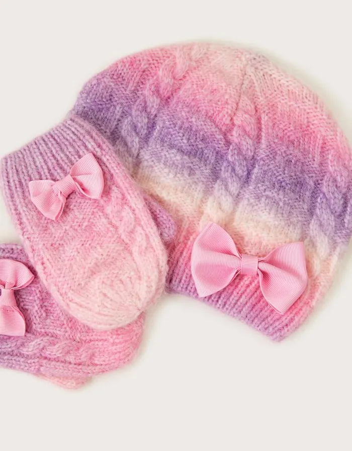 Monsoon Baby Rebecca Pastel Beanie And Mittens Set Multi Children Hats and Sunglasses Monsoon Baby Rebecca Pastel Beanie And Mittens Set Multi Children Hats and Sunglasses
