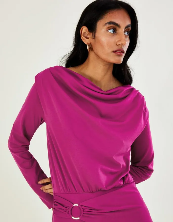 Monsoon Belted Ring Detail Jersey Top With LENZING ECOVERO Pink Women Tops and Blouses Monsoon Belted Ring Detail Jersey Top With LENZING ECOVERO Pink Women Tops and Blouses