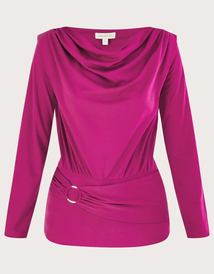 Monsoon Belted Ring Detail Jersey Top With LENZING ECOVERO Pink Women Tops and Blouses Monsoon Belted Ring Detail Jersey Top With LENZING ECOVERO Pink Women Tops and Blouses