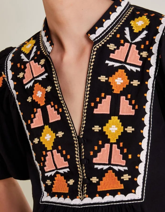 Monsoon Bernie Embroidered Puff Sleeve Blouse Black Women Tops and Blouses Monsoon Bernie Embroidered Puff Sleeve Blouse Black Women Tops and Blouses