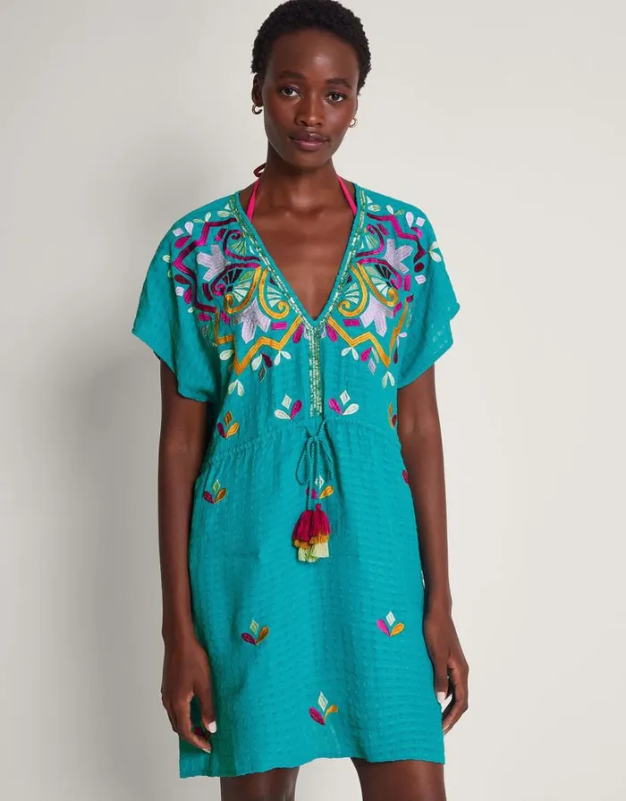 Monsoon Bonita Embellished Kaftan Blue Women Beachwear and Swimwear