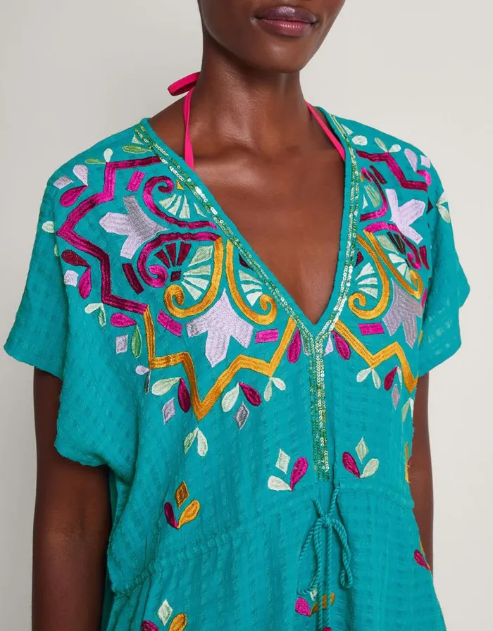 Monsoon Bonita Embellished Kaftan Blue Women Beachwear and Swimwear Monsoon Bonita Embellished Kaftan Blue Women Beachwear and Swimwear