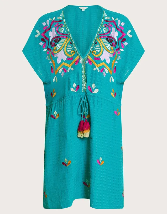 Monsoon Bonita Embellished Kaftan Blue Women Beachwear and Swimwear Monsoon Bonita Embellished Kaftan Blue Women Beachwear and Swimwear