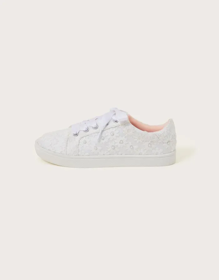 Monsoon Bridal Pearly Trainers Ivory Children Girls039 Shoes and Sandals Monsoon Bridal Pearly Trainers Ivory Children Girls039 Shoes and Sandals