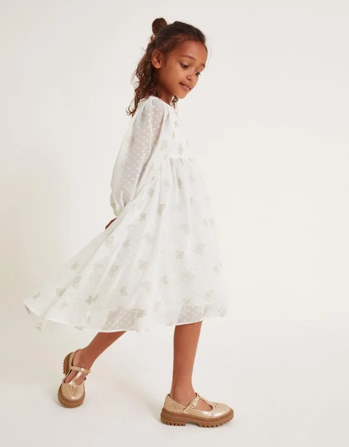 Monsoon Butterfly Tunic Dress Cream Children Dresses
