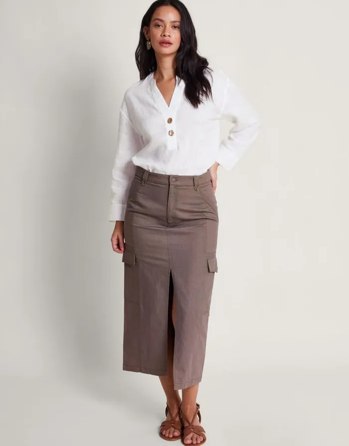 Monsoon Camille Button Linen Top White Women Casualwear Monsoon Camille Button Linen Top White Women Casualwear