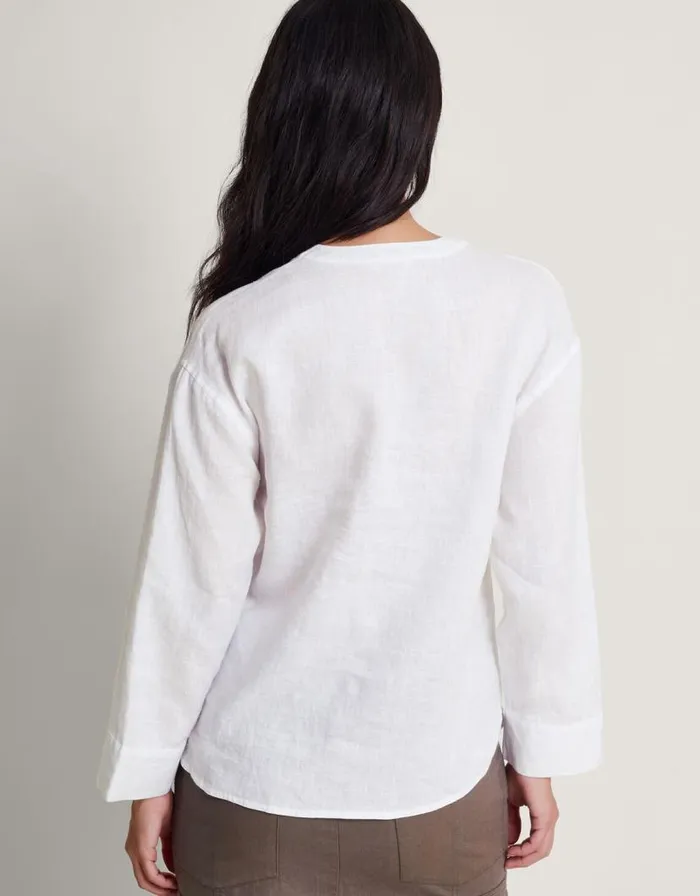 Monsoon Camille Button Linen Top White Women Casualwear Monsoon Camille Button Linen Top White Women Casualwear