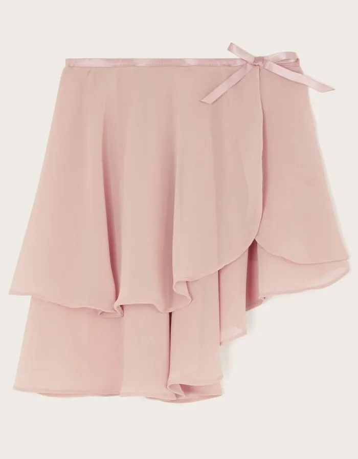 Monsoon Carlotta Asymmetrical Wrap Skirt Pink Children Partywear