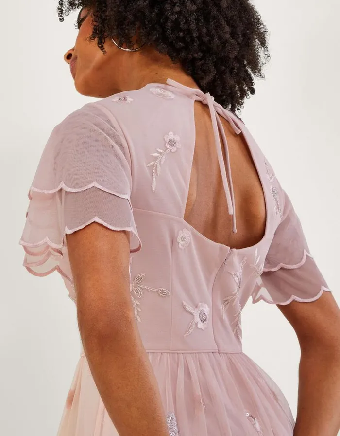 Monsoon Catherine Embellished Shorter Length Dress Pink Women Occasionwear Monsoon Catherine Embellished Shorter Length Dress Pink Women Occasionwear