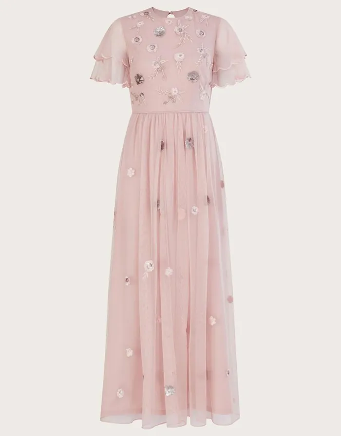 Monsoon Catherine Embellished Shorter Length Dress Pink Women Occasionwear Monsoon Catherine Embellished Shorter Length Dress Pink Women Occasionwear