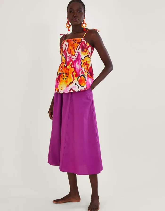 Monsoon Chantal Pleated Print Cami Top Orange Women Tops and Blouses Monsoon Chantal Pleated Print Cami Top Orange Women Tops and Blouses