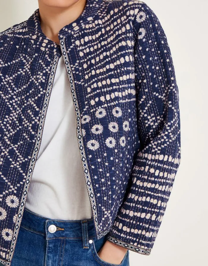 Monsoon Cindy Patch Print Jacket Blue Women Jackets Monsoon Cindy Patch Print Jacket Blue Women Jackets