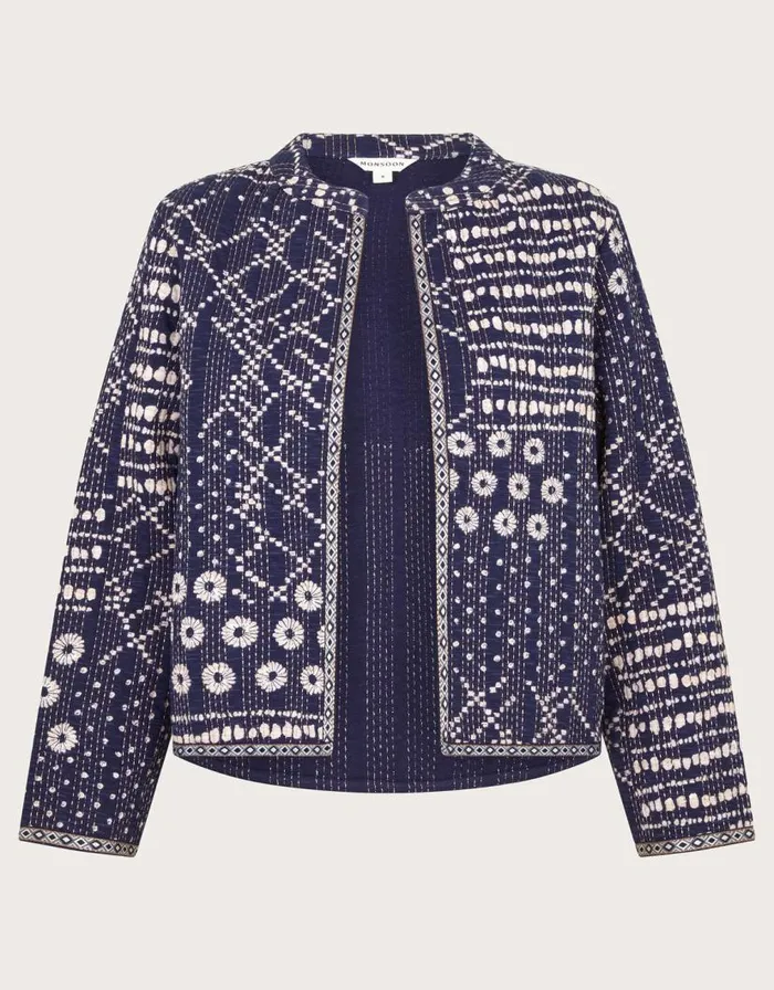 Monsoon Cindy Patch Print Jacket Blue Women Jackets Monsoon Cindy Patch Print Jacket Blue Women Jackets