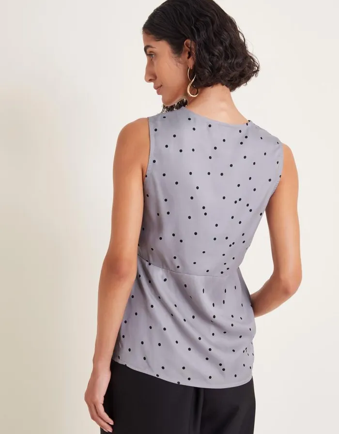Monsoon Clea Lacy Spot Cami Top Silver Women Tops and Blouses Monsoon Clea Lacy Spot Cami Top Silver Women Tops and Blouses