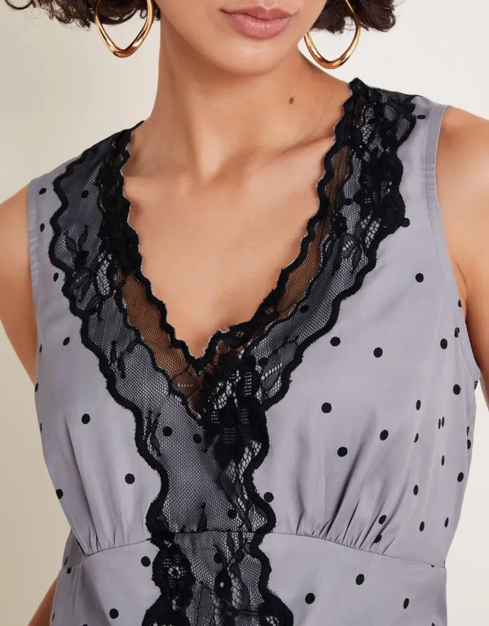 Monsoon Clea Lacy Spot Cami Top Silver Women Tops and Blouses Monsoon Clea Lacy Spot Cami Top Silver Women Tops and Blouses