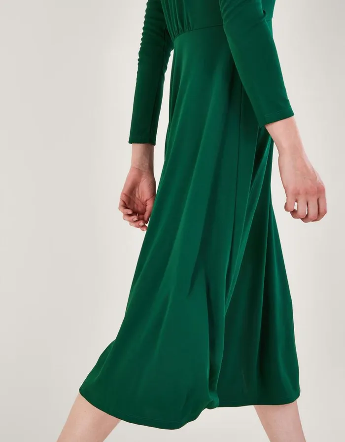 Monsoon Collared Jersey Dress Green Women Midi Dresses Monsoon Collared Jersey Dress Green Women Midi Dresses