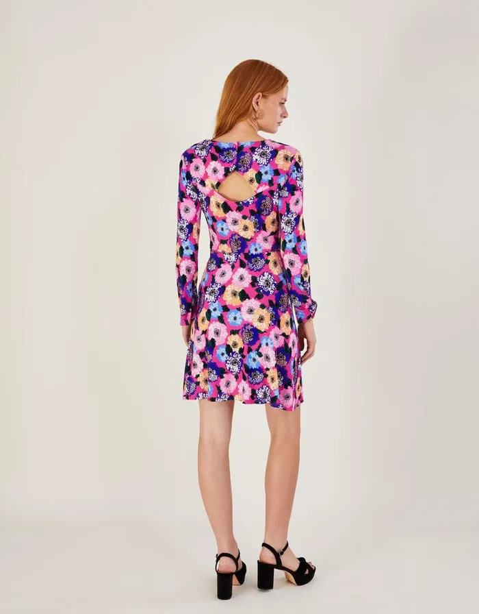 Monsoon Cowl Neck Printed Short Jersey Dress Pink Women Midi Dresses Monsoon Cowl Neck Printed Short Jersey Dress Pink Women Midi Dresses