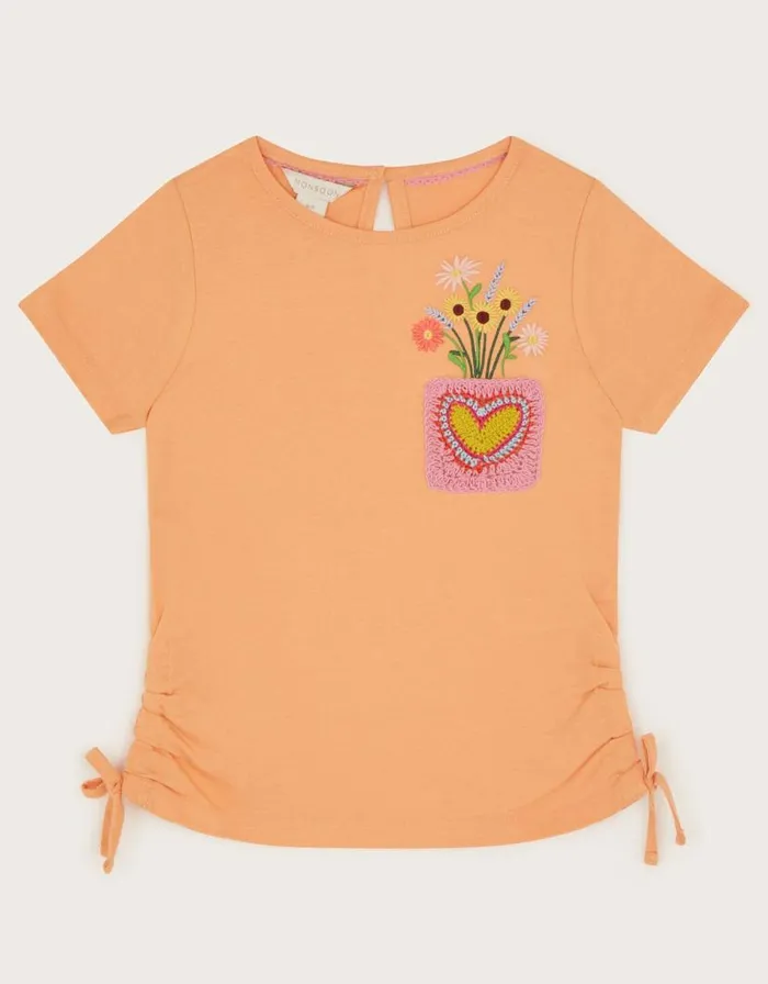 Monsoon Crochet Pocket Top Orange Children Tops and Tshirts