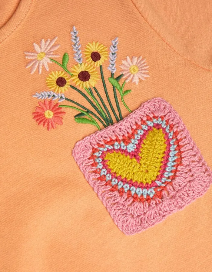 Monsoon Crochet Pocket Top Orange Children Tops and Tshirts Monsoon Crochet Pocket Top Orange Children Tops and Tshirts