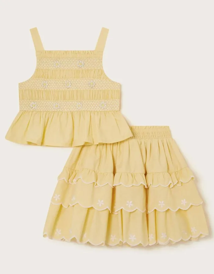 Monsoon Daisy Top And Skirt Set Yellow Children Sets and Outfits Monsoon Daisy Top And Skirt Set Yellow Children Sets and Outfits