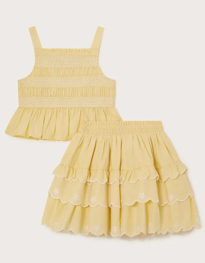Monsoon Daisy Top And Skirt Set Yellow Children Sets and Outfits Monsoon Daisy Top And Skirt Set Yellow Children Sets and Outfits