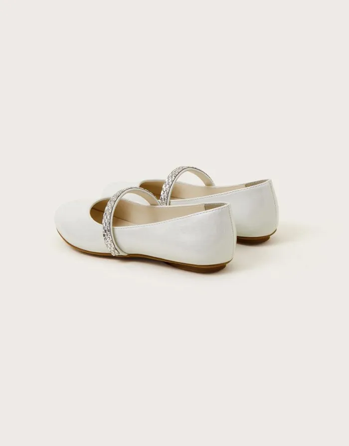 Monsoon Dazzle Patent Ballerina Flats Ivory Children Partywear Monsoon Dazzle Patent Ballerina Flats Ivory Children Partywear