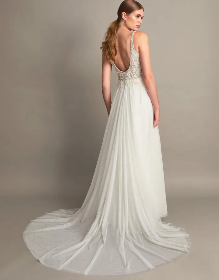 Monsoon Delilah Embellished Bridal Dress Silver Women Embroidered Dresses