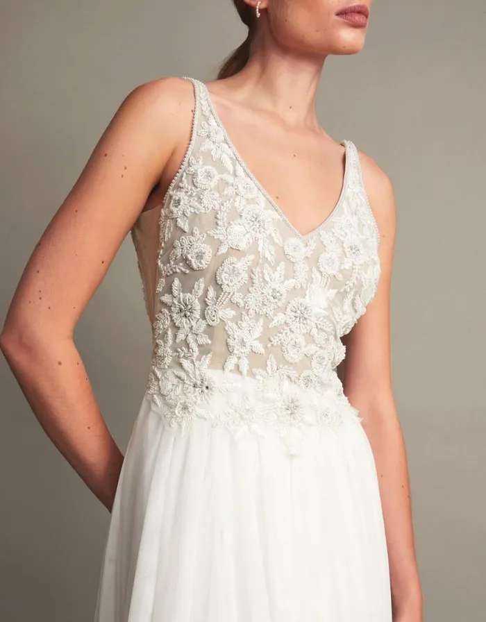 Monsoon Delilah Embellished Bridal Dress Silver Women Embroidered Dresses Monsoon Delilah Embellished Bridal Dress Silver Women Embroidered Dresses