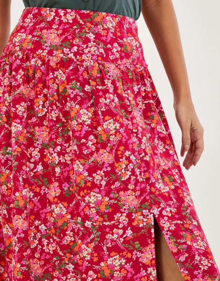 Monsoon Ditsy Floral Print Skirt In Linen Blend Red Women Skirts Monsoon Ditsy Floral Print Skirt In Linen Blend Red Women Skirts