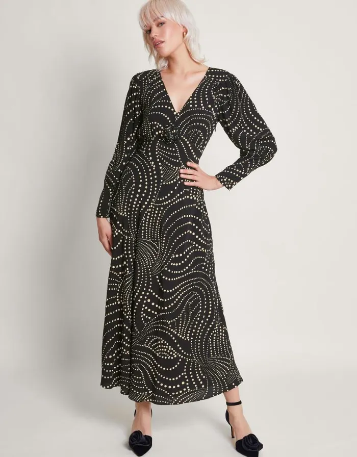 Monsoon Dorothy Corsage Dress Black Women Occasionwear
