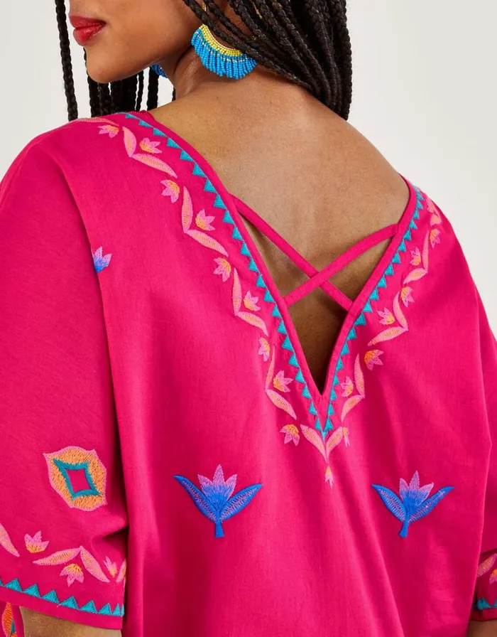 Monsoon Drop Sleeve Embroidered Top Pink Women Tops and Blouses Monsoon Drop Sleeve Embroidered Top Pink Women Tops and Blouses