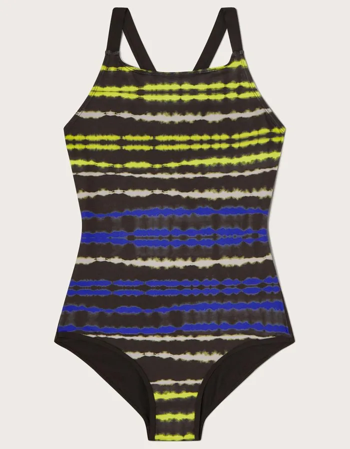Monsoon Electric Tie Dye Strap Swimsuit Black Children Beachwear and Swimwear