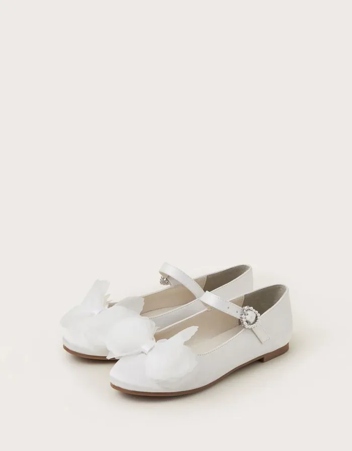 Monsoon Embellished Ballet Flats Ivory Children Partywear
