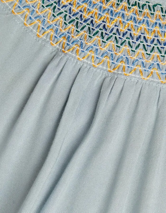 Monsoon Embroidered Shirred Dress Blue Children Dresses Monsoon Embroidered Shirred Dress Blue Children Dresses