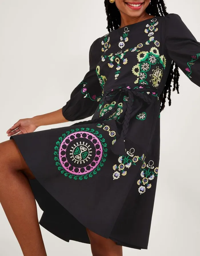 Monsoon Embroidered Tiered Dress Black Women Day Dresses Monsoon Embroidered Tiered Dress Black Women Day Dresses