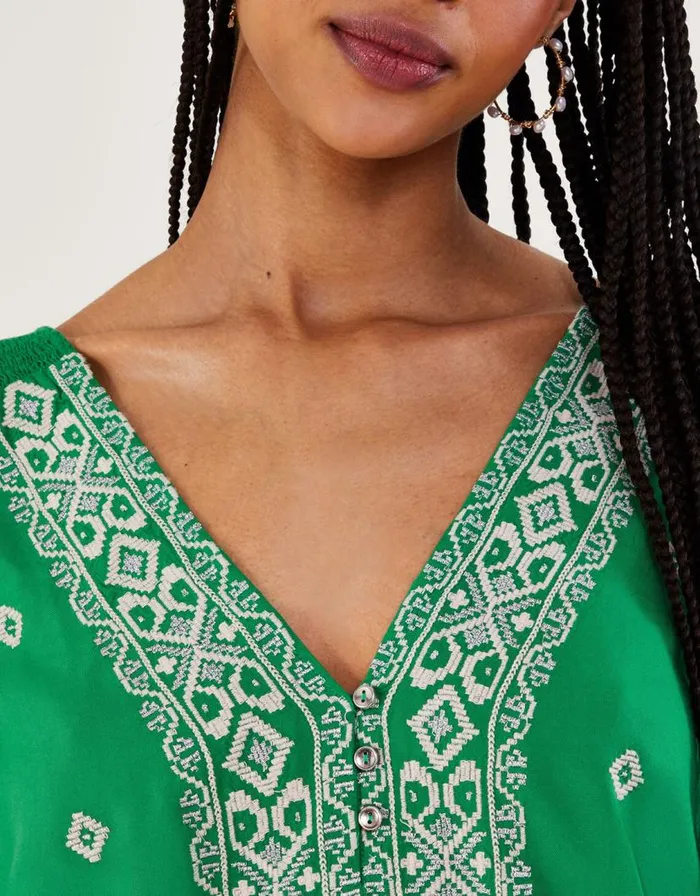 Monsoon Embroidered Wide Strap Vest Top Green Women Tops and Blouses Monsoon Embroidered Wide Strap Vest Top Green Women Tops and Blouses