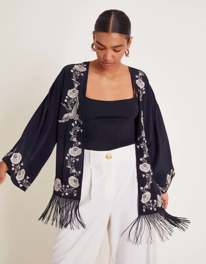 Monsoon Erin Embroidered Fringe Jacket Black Women Jackets Monsoon Erin Embroidered Fringe Jacket Black Women Jackets