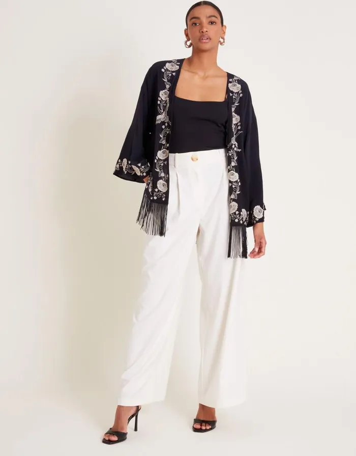 Monsoon Erin Embroidered Fringe Jacket Black Women Jackets Monsoon Erin Embroidered Fringe Jacket Black Women Jackets