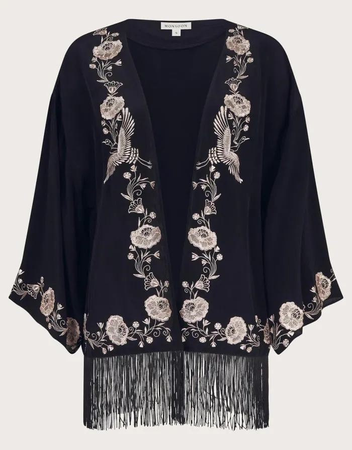 Monsoon Erin Embroidered Fringe Jacket Black Women Jackets Monsoon Erin Embroidered Fringe Jacket Black Women Jackets