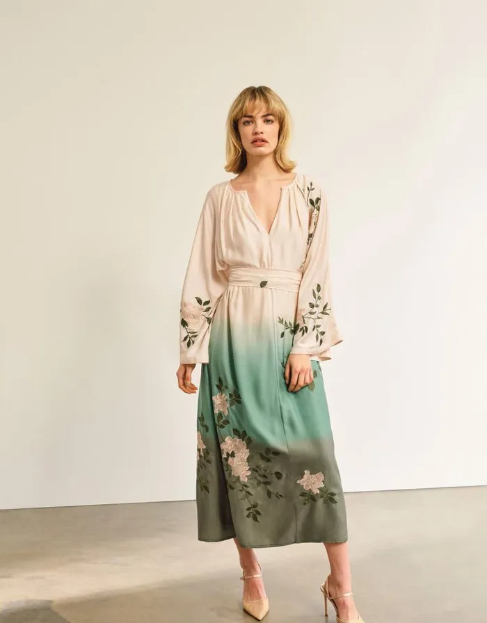 Monsoon Florence Ombre Floral Dress Green Women Coords