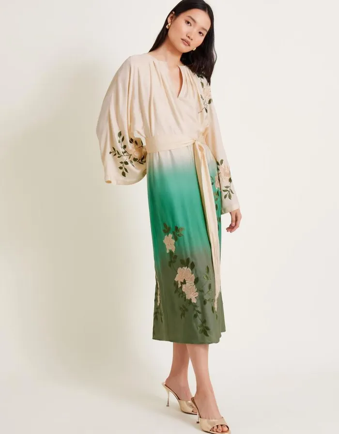 Monsoon Florence Ombre Floral Dress Green Women Coords Monsoon Florence Ombre Floral Dress Green Women Coords
