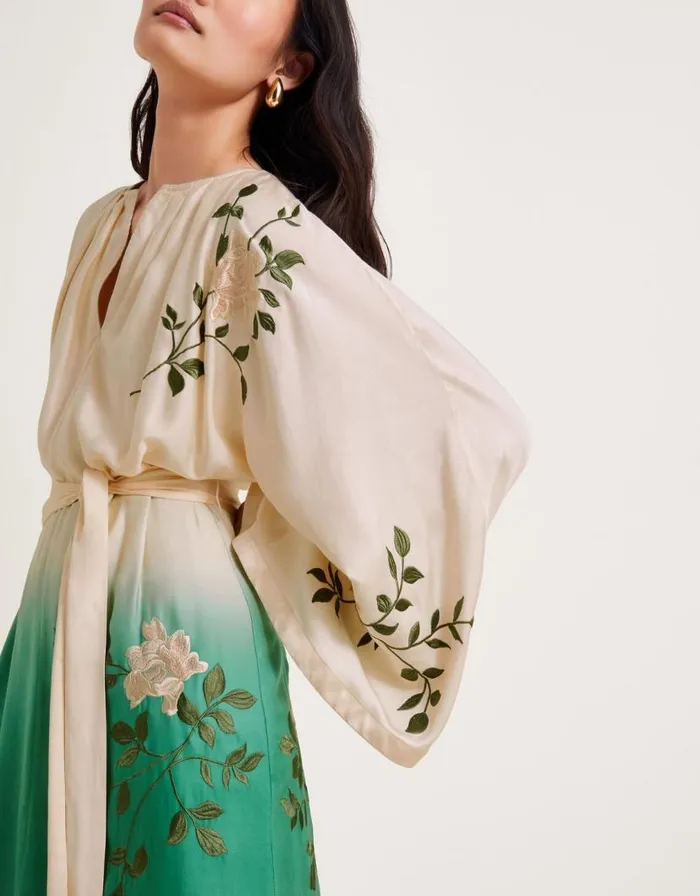 Monsoon Florence Ombre Floral Dress Green Women Coords Monsoon Florence Ombre Floral Dress Green Women Coords
