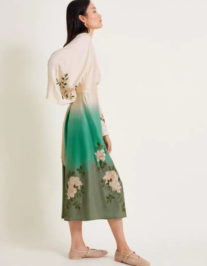 Monsoon Florence Ombre Floral Dress Green Women Coords Monsoon Florence Ombre Floral Dress Green Women Coords