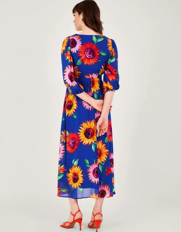 Monsoon Francesca Floral Print Wrap Dress In Sustainable Viscose Blue Women Occasionwear Monsoon Francesca Floral Print Wrap Dress In Sustainable Viscose Blue Women Occasionwear
