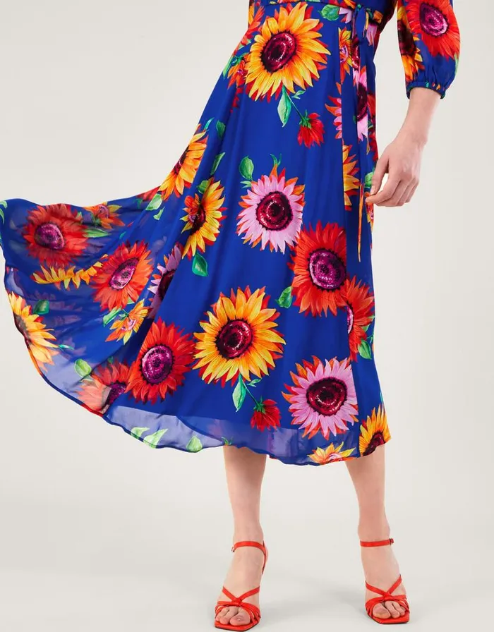 Monsoon Francesca Floral Print Wrap Dress In Sustainable Viscose Blue Women Occasionwear Monsoon Francesca Floral Print Wrap Dress In Sustainable Viscose Blue Women Occasionwear