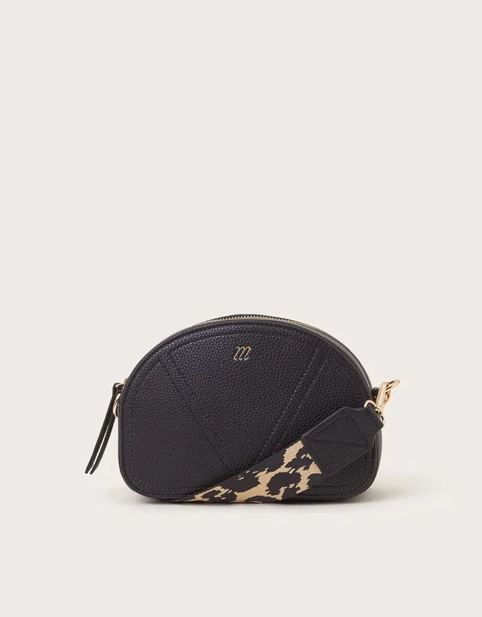 Monsoon Hali Leopard Strap CrossBody Bag Black Women Bags and Purses