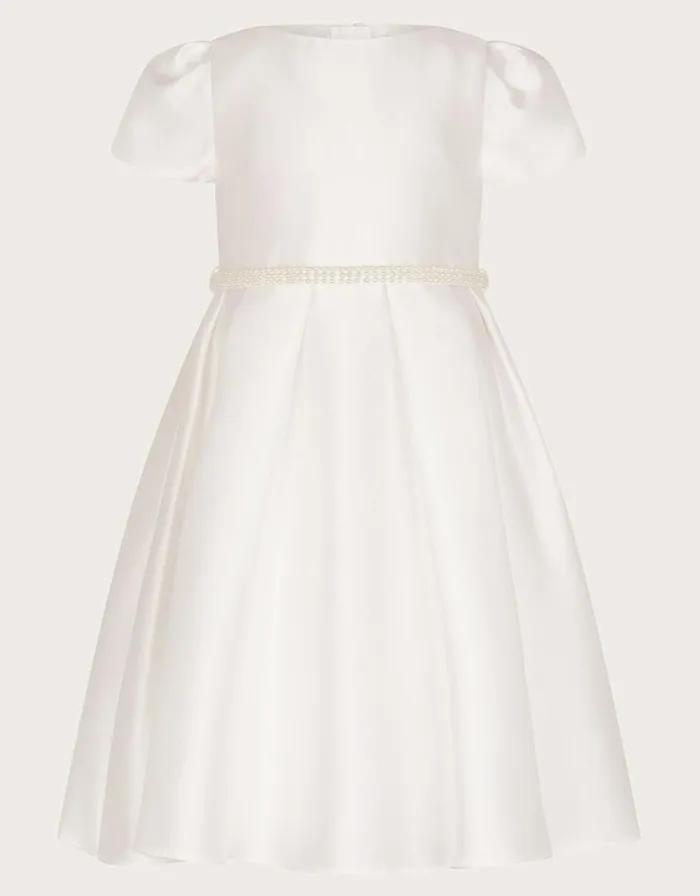 Monsoon Henrietta Pearl Belt Dress Ivory Children Dresses