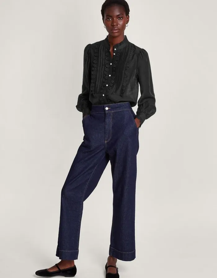 Monsoon Iva Lace Trim Blouse Black Women Tops and Blouses Monsoon Iva Lace Trim Blouse Black Women Tops and Blouses